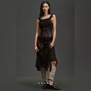 Anthropologie Sheer Lace Midi Dress like New